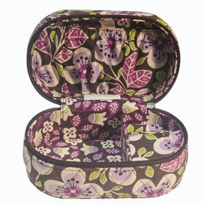 Vera Bradley Hard Oval Travel Jewelry Case in Retired Plum Petals Pattern